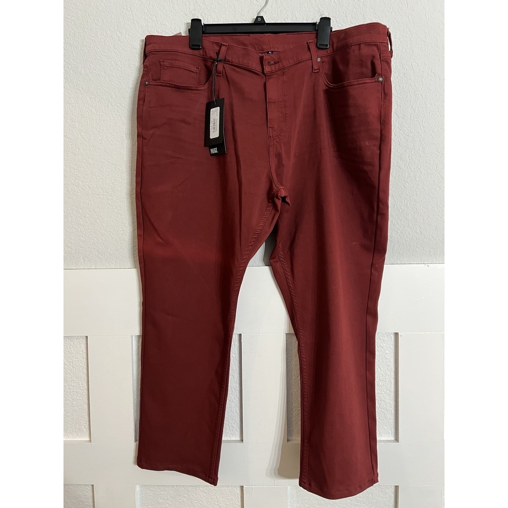 Paige Mens Federal Slim Straight Pants Burgundy Maroon Size 42x30 Roasted Fire